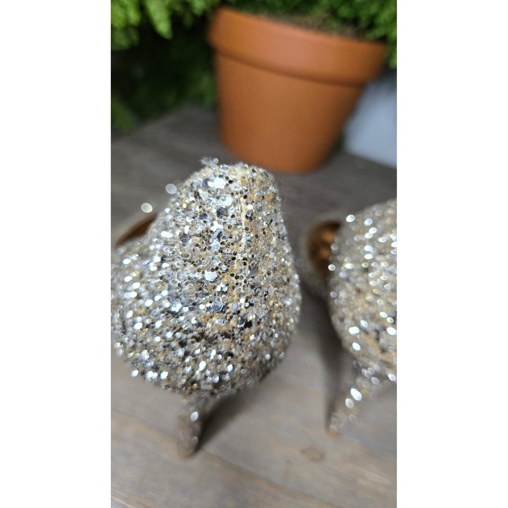 Badgley Mischka Gold Glitter D'Orsay Pointed Toe Heels Pumps 6.5 - Picture 3 of 5
